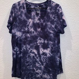 blue and white tie dye top